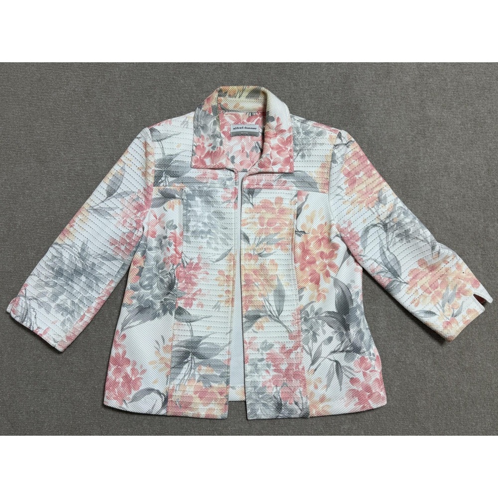 Alfred Dunner Jacket Womens 10 Petite Floral Textured Lightweight Blazer Coat